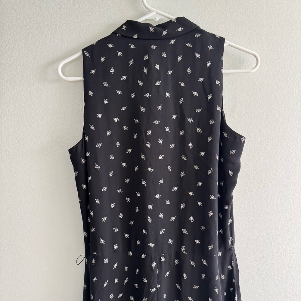 LAUREN Ralph Lauren Black Ditsy Floral 100% Silk Collared Maxi Button Up Dress 4 - Picture 11 of 12